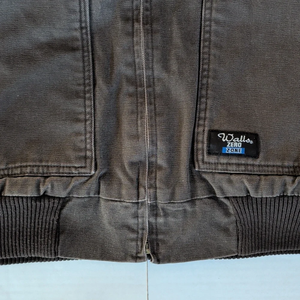 Vtg. Walls Zero Zone Insulated Fleece Lined Hooded Canvas Jacket 2XL Brown Green - Picture 15 of 16